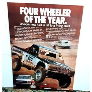 1988 Chevrolet 4x4 Pickup Ad Heartbeat of America Off-Road Racing Vintage Print
